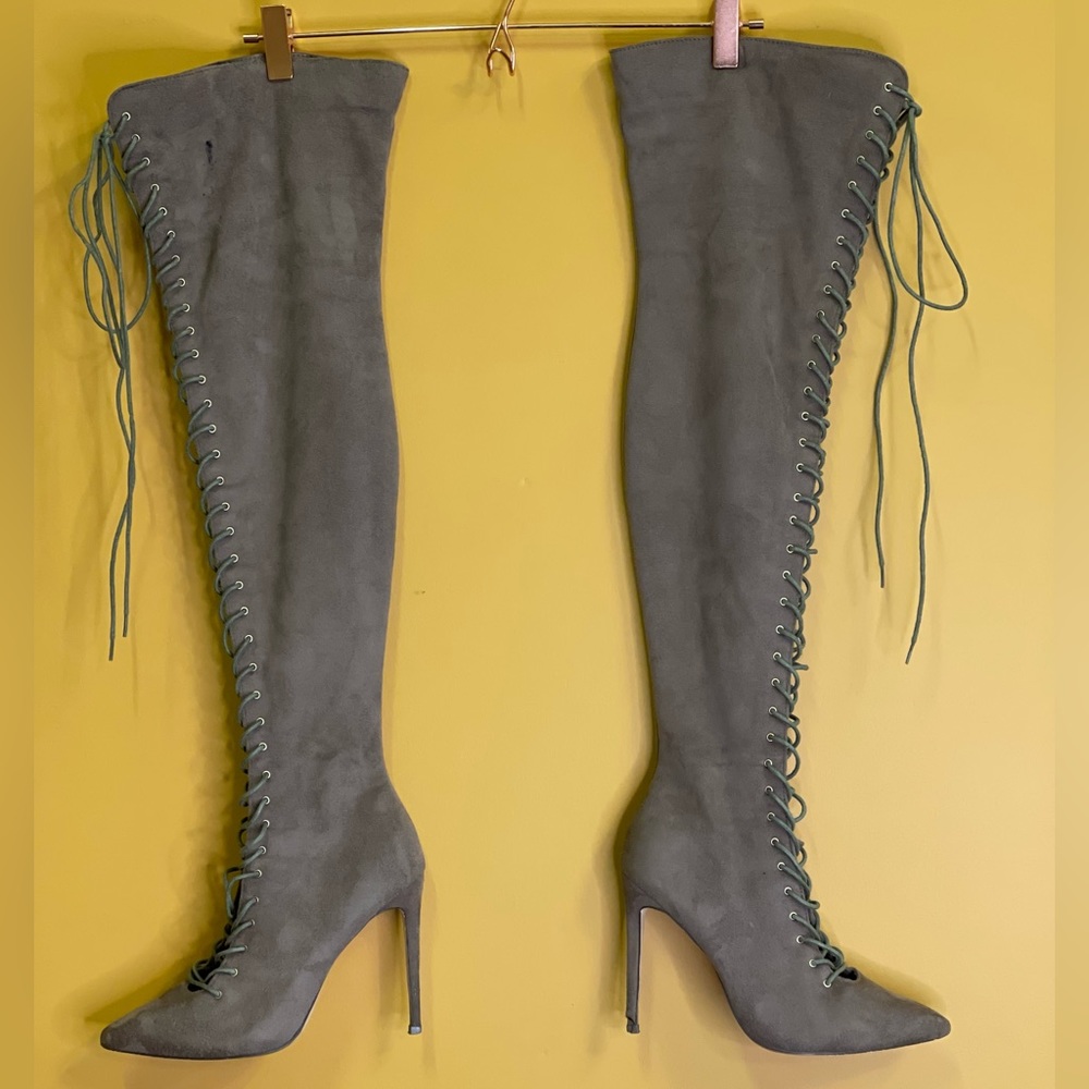 Mocha Over The Knee Heel Boots